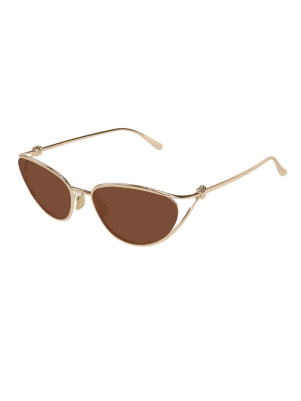 Bottega Veneta Gold Frame Brown Lens Cat-Eye Women's Sunglasses